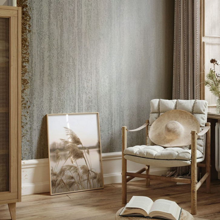 Vliestapete in leicht glänzender Streifenoptik weiss, beige Grafisch - WA446399