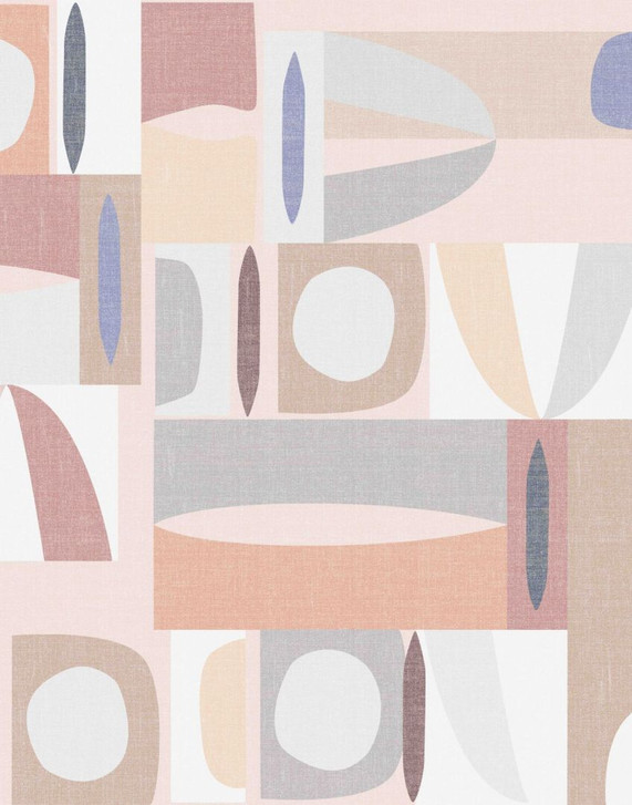 Fototapete Motivtapete Abstrakte Mid-Century Geometrie in Beige, Rosé und Blau 2.7 x 2.12 m - WA505224