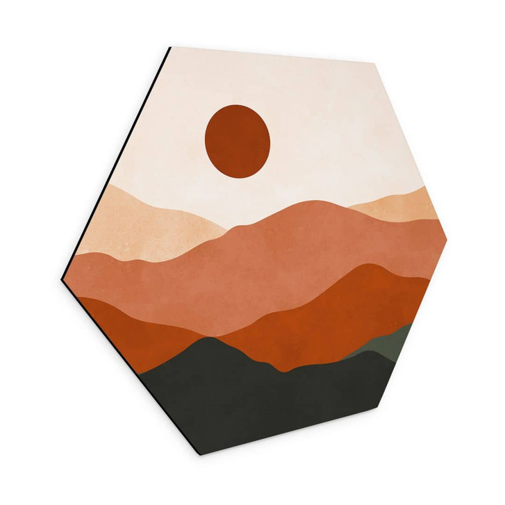 Hexagon Wandbild Sanfte Hügel in der Abendsonne - Costa - Alu-Dibond - WA464565