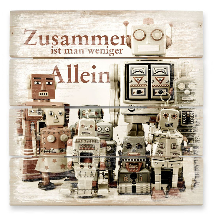 Holzbild Versammlung der Roboter - 40 x 41.5 cm - WA132690
