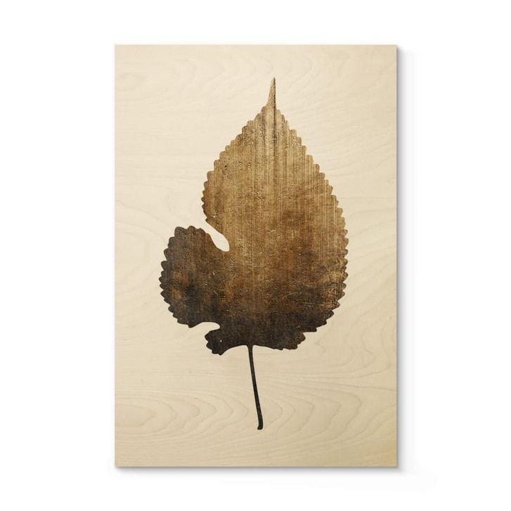 Holzposter Kubistika - Goldenes Blatt - WA310193