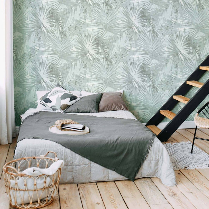 Livingwalls Vliestapete Hygge Palmentapete blau, grün - WA378452