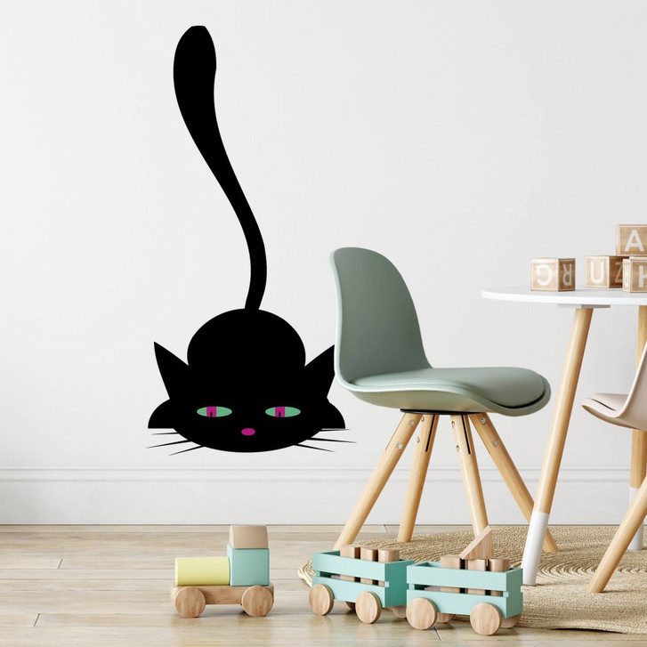 Wandsticker Schwarzer Kater auf der Lauer - WA202638