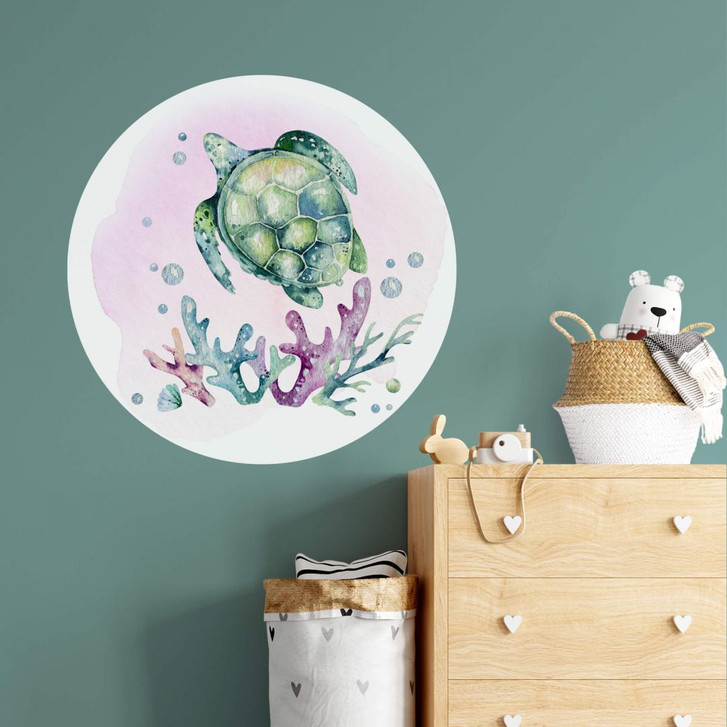 Wandtattoo Kvilis - Schwimmende Schildkröte - Rund - WA312676