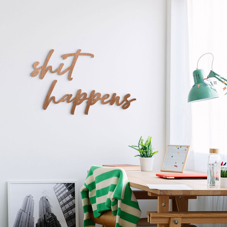 3D Holz-Schriftzug shit happens - Mahagoni - WA417149