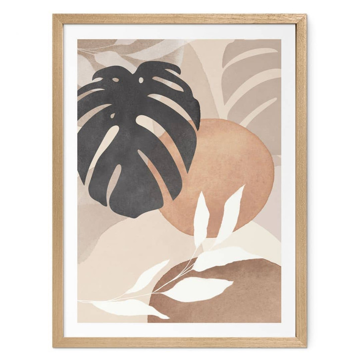 Botanik Poster Boho Monstera Pflanze in Naturtönen - Melloi Art Prints - WA473274
