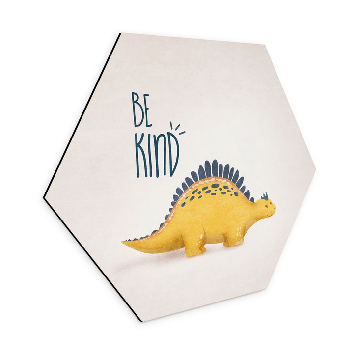 Hexagon-Wandbild Dino Be Kind - Stegosaurus - Tunaboylu - Alu-Dibond - WA393924