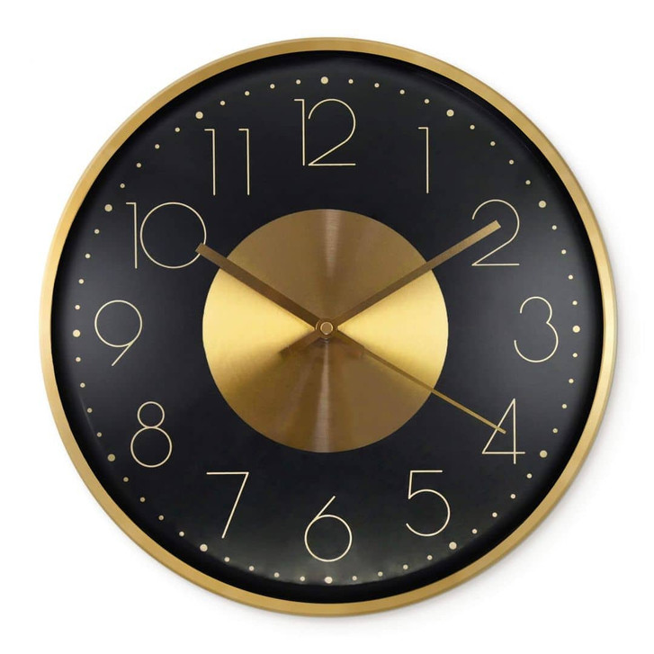Moderne Wanduhr aus Aluminium, schwarz-gold | rund - WA427256