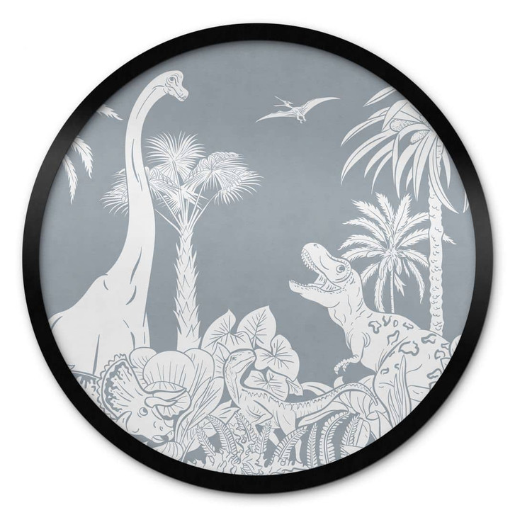 Poster Im Land der Dinosaurier - Blau - Kikki Belle - Rund - WA435948