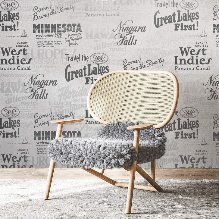 Vliestapete mit Schriftzügen weiss Grafisch - WA446227