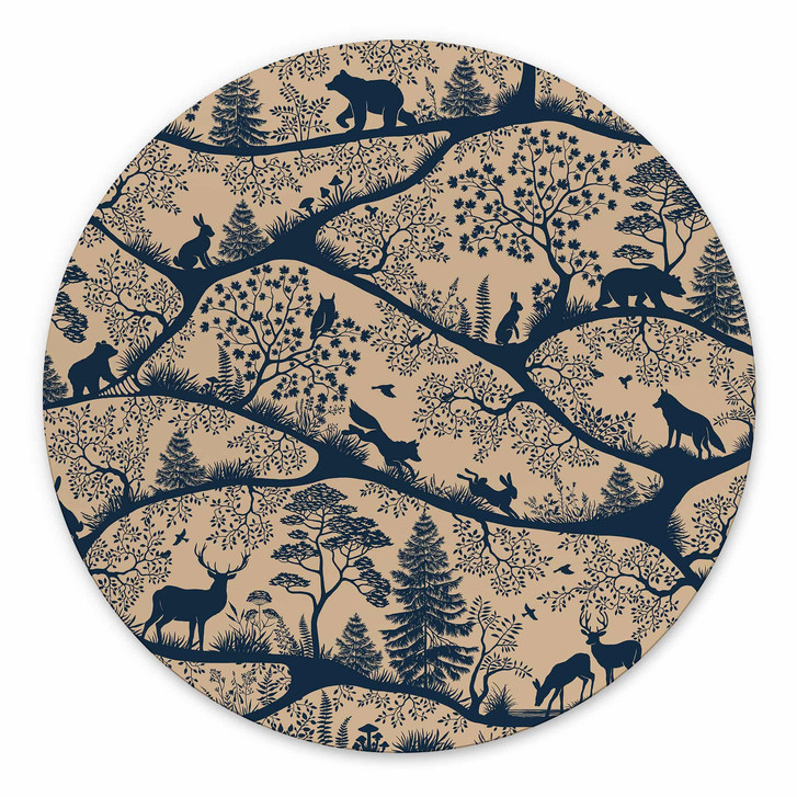 Wandbild Tier Silhouetten im nordischen Wald - Oliver Robins - Alu-Dibond - Rund - WA514827