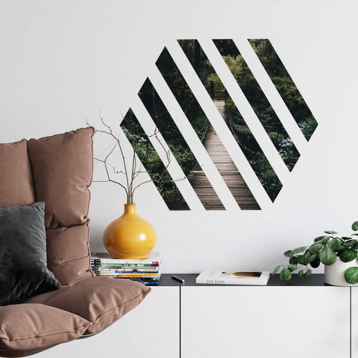 Wandtattoo Waldweg Hexagon in Streifen - WA307902
