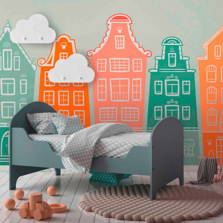 Fototapete Fantasy HouseRow in grün gelb - Vliestapete Designwalls 2 - 2.55x3.5 m - WA385948