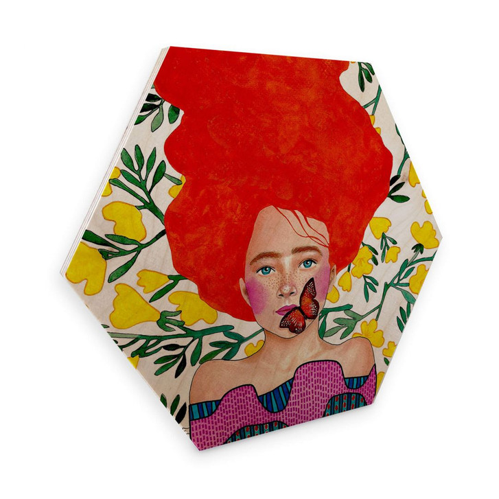 Hexagon - Holz Birke-Furnier - Hülya - Wir sind frei - WA253259