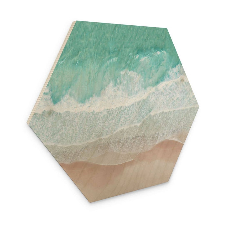 Hexagon Holzbild Sanfte Wellen am Strand - Sisi & Seb - WA471912