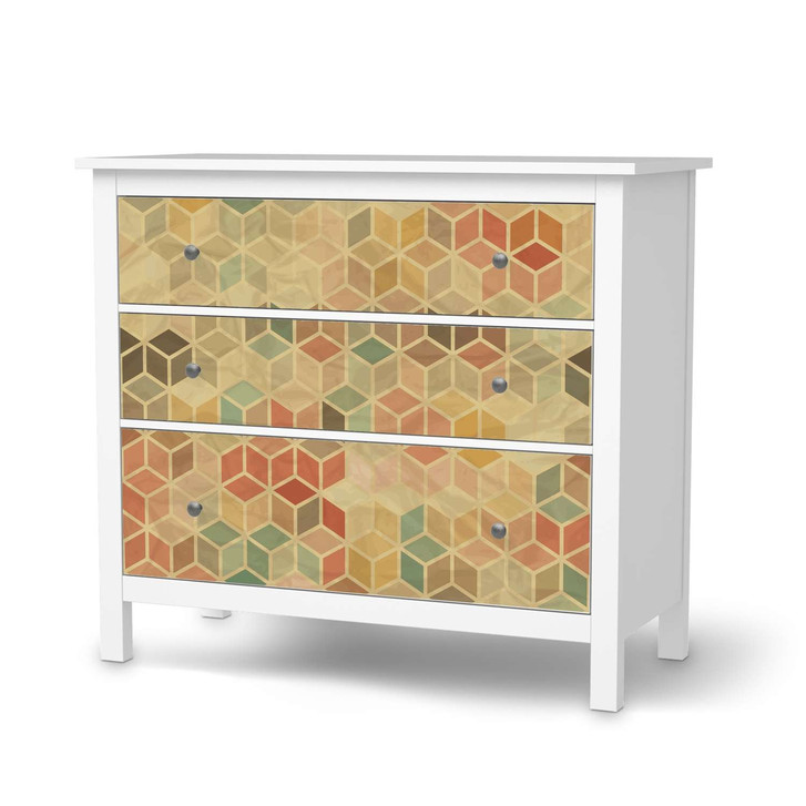 Möbelfolie IKEA Hemnes Kommode 3 Schubladen - 3D Retro - CR114682