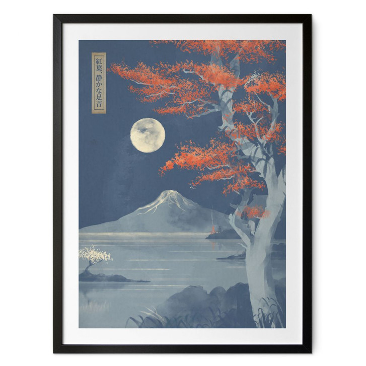 Poster Japan - Vollmond über dem Gipfel des Fuji-san - Roze - WA451691