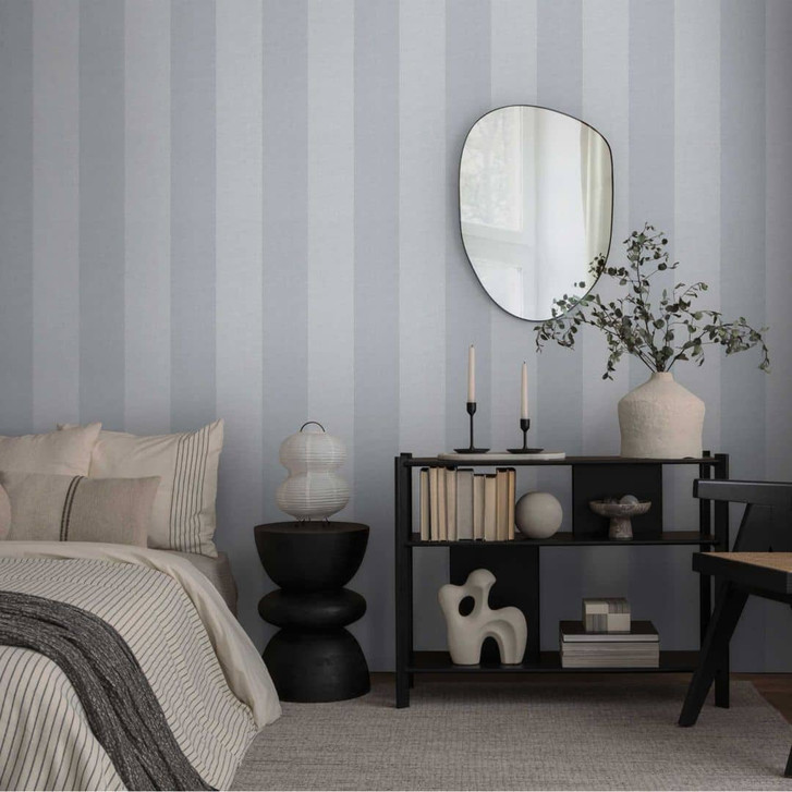 Streifentapete Mittelgrau Dunkelgrau – Vliestapete mit Struktur modern & elegant - WA458908