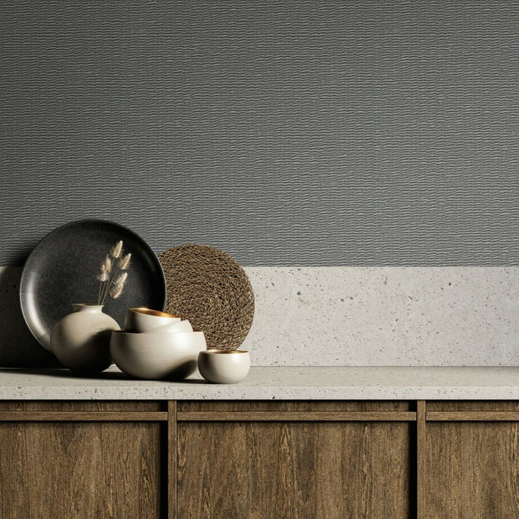 Vliestapete mit geflechteter Holzoptik grau Textiloptik - WA444799
