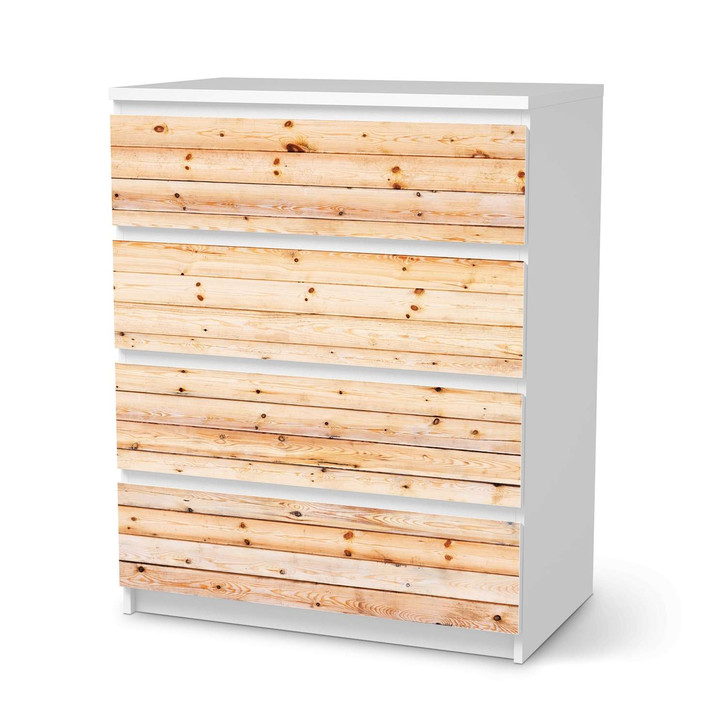Folie IKEA Malm Kommode 4 Schubladen - Bright Planks - CR105569