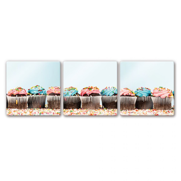 Glasbild Party Cupcakes 01 (3-teilig) - WA126651