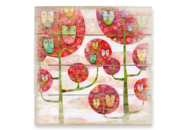 Holzbild Blanz - Eulen im Wald - 40 x 41.5 cm - WA131864