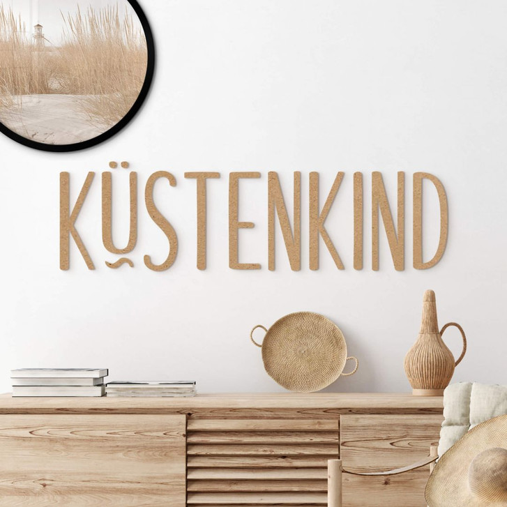 MDF-Dekobuchstaben 3D Schriftzug Küstenkind - Natur - WA405745