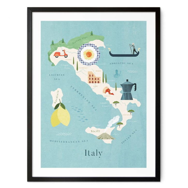 Reiseposter Karte von Italien - Rivers - WA409655