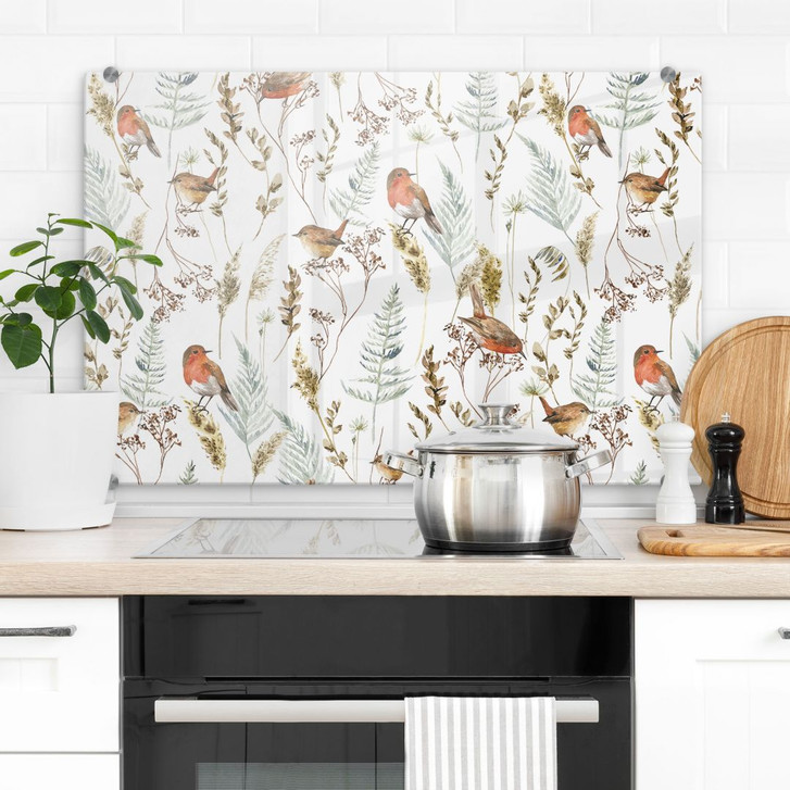 Spritzschutz Spatzen und Rotkehlchen - UN Designs - WA429024