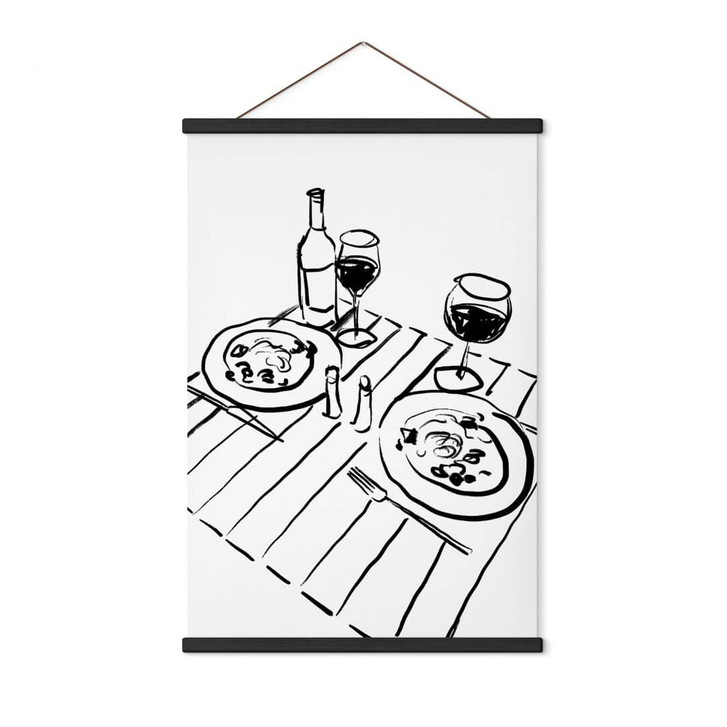Stoffbild Line Art - Stillleben-Dinner mit Wein - Treechild - WA474258