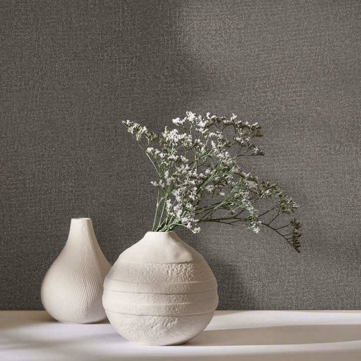 Vliestapete in Grau, Olive Strukturiertes Textil Putzoptik Uni - WA450786