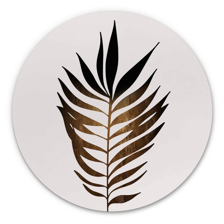 Alu-Dibond Kubistika - Blatt in Gold - Rund - WA319875