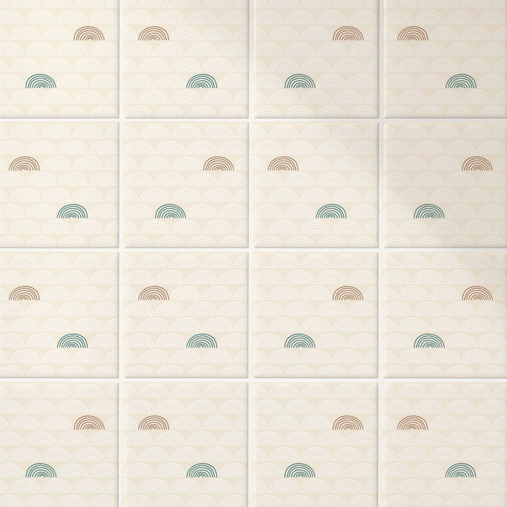 Fliesenaufkleber Boho - Fächer creme rotbraun grün - 12er Set - WA397965
