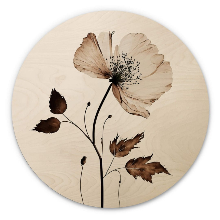 Holzbild Trockenblüte in Creme - Rund - Treechild - WA400979