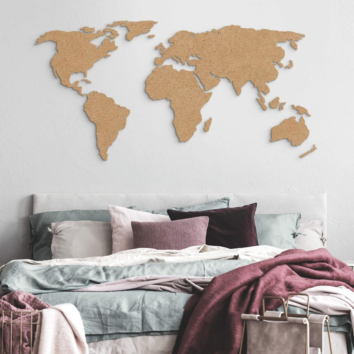 Holzdeko 3D Weltkarte - MDF Natur - 100 x 50 cm - RS103275