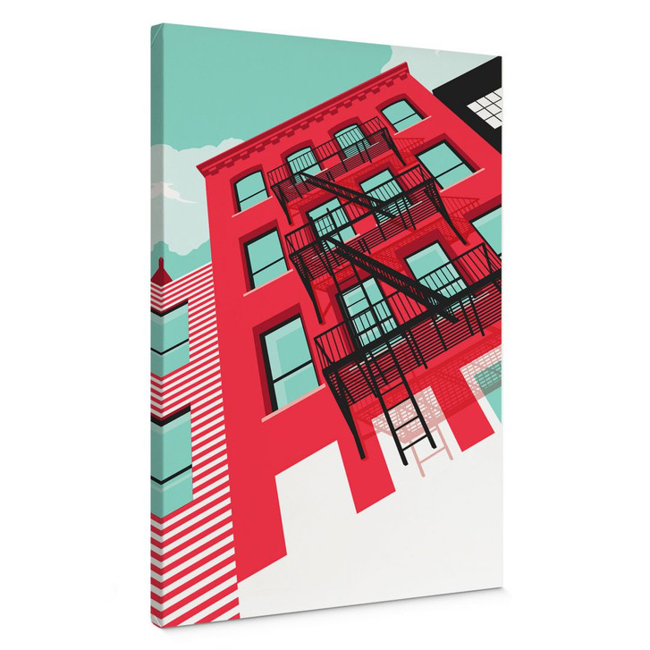 Leinwandbild Rote Fassade mit Feuertreppe in New York - Heemskerk - WA432913