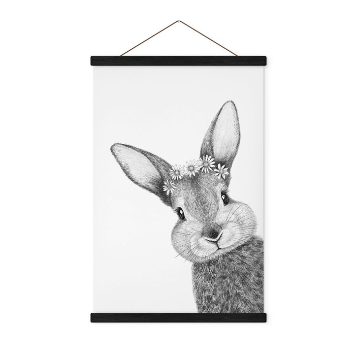 Stoffbild Niedlicher Hase mit Kamillenblumen - Korenkova - WA434752