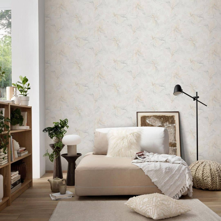 Vliestapete, Blumenmotivtapete Aurora beige - WA492988
