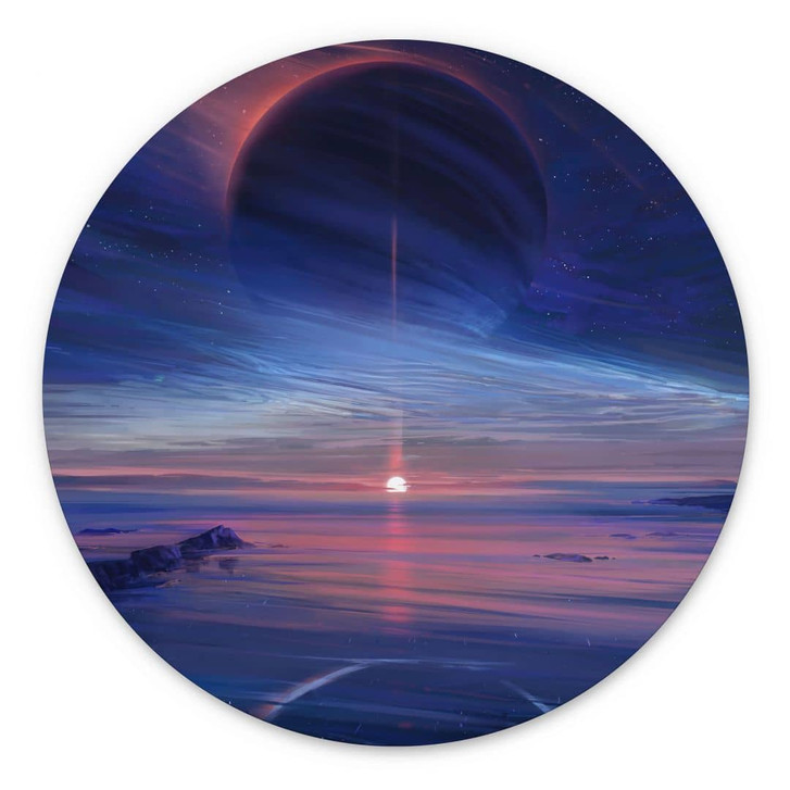 Wandbild Landschaft mit Erde und Galaxie - Alu-Dibond Rund - Aenami - WA393951