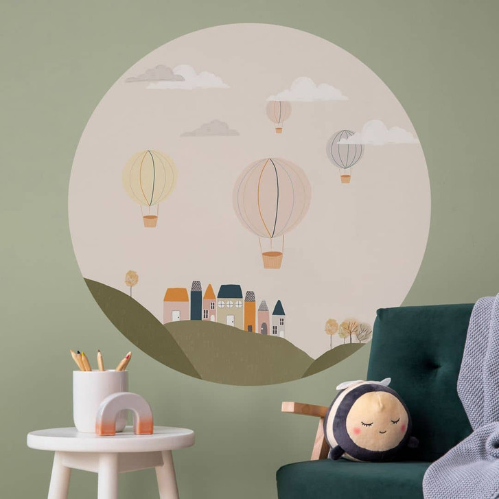 Wandtattoo Bunte Heissluftballons am Himmel - Lisboa - Rund - WA429882