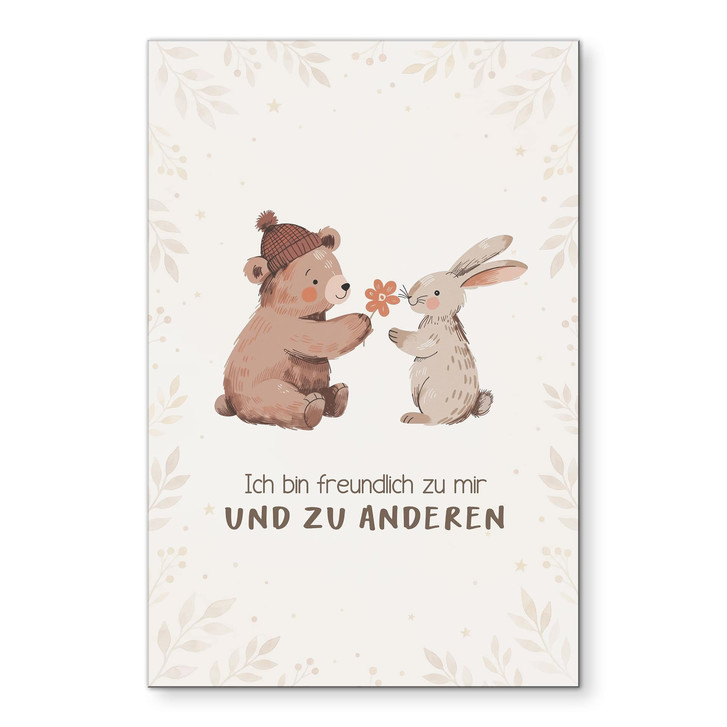Alu-Dibond Wandbild mit Bär und Hase - Bestärkung 