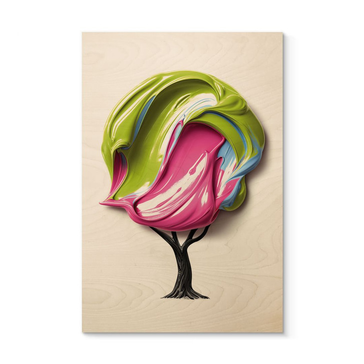 Holzbild Baum mit bunter 3D-Krone - Mielu - WA459680