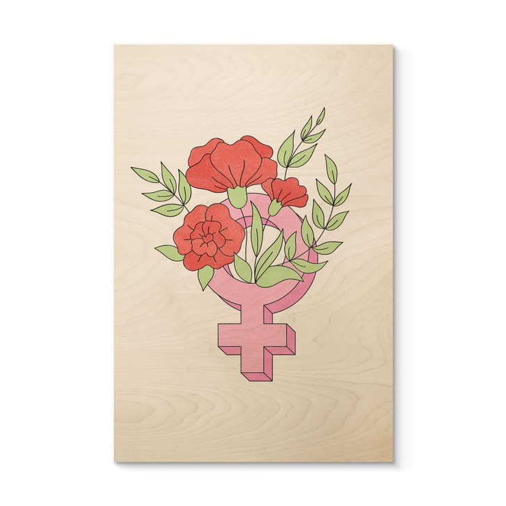 Holzbild Venuszeichen mit Blumen - WA495785