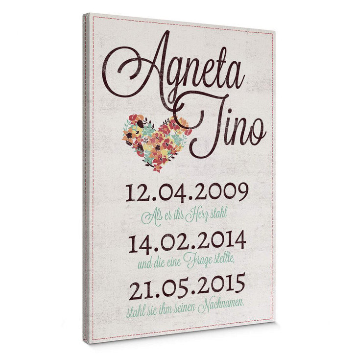 Leinwandbild + Wunschtext - Als er ihr Herz stahl - WA135693