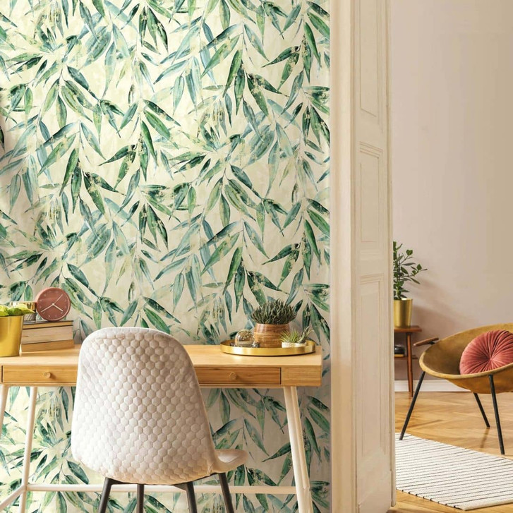 Vliestapete Blätter Floral Natur matt in Gelb - WA483169