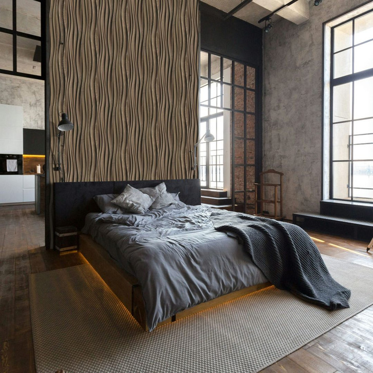 Vliestapete in braun 3D-Effekt Holzoptik Paneel 3D-Optik Modern - WA451168