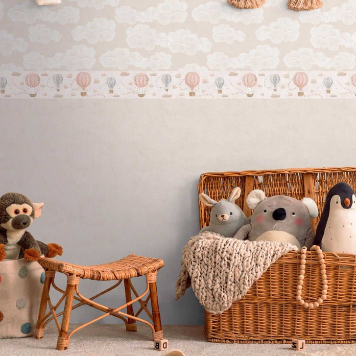 Wolken-Tapete Beige Weiss - Kinderzimmer Tapete mit Wolkenmotiv - WA465378