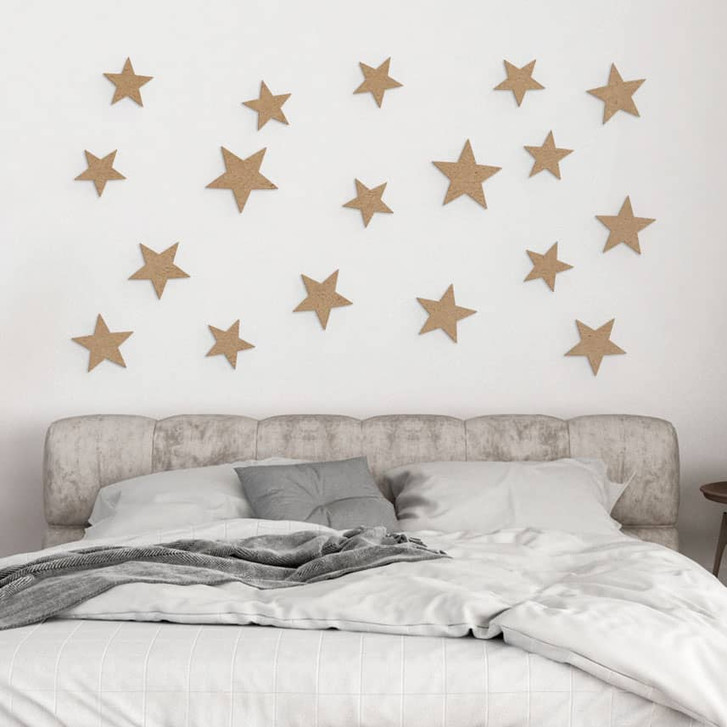 3D Sterne Deko Set für Kinderzimmer | Schlafzimmer - MDF Natur - WA446698