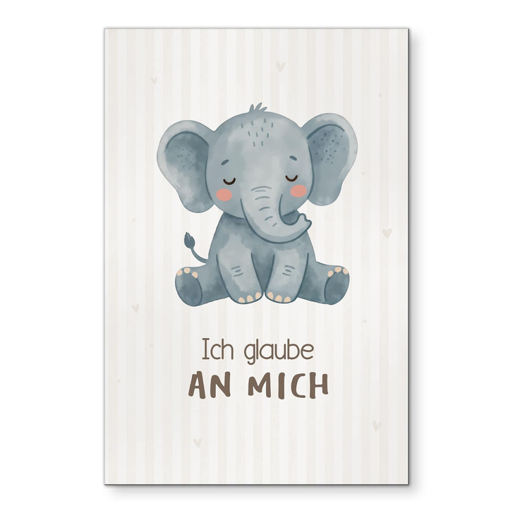 Alu-Dibond Wandbild mit Elefant - Kraftsatz 
