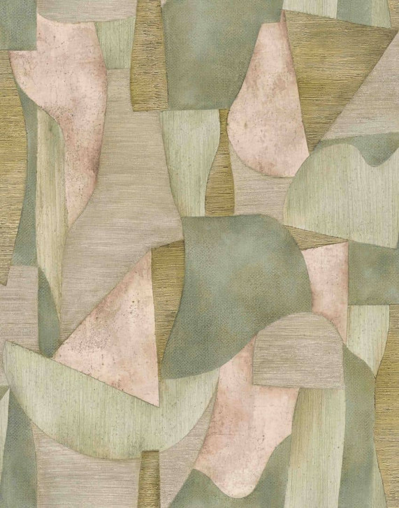 Fototapete Bildtapete Abstrakte Geometrie Formen in Salbeigrün Beige und Rosé 2.7 x 2.12 m - WA505192